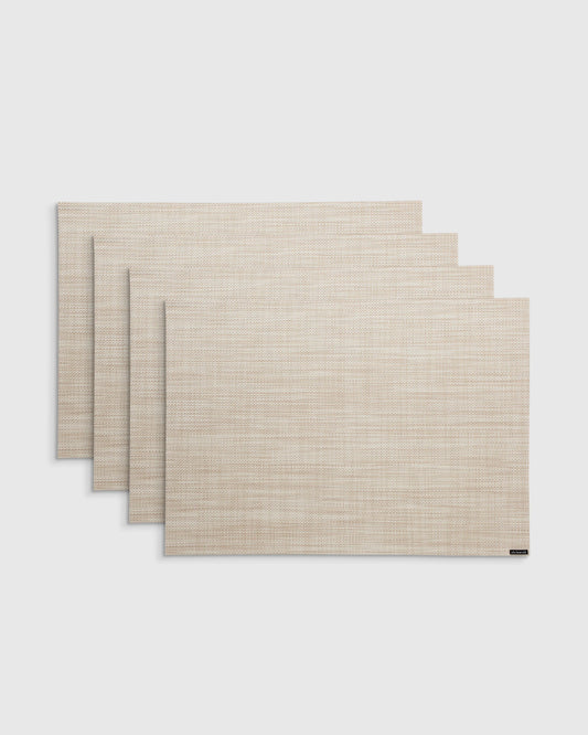 Mini Basketweave Easy-Care Rectangular Placemat, Set of 4 by Chilewich - One Size / Parchment