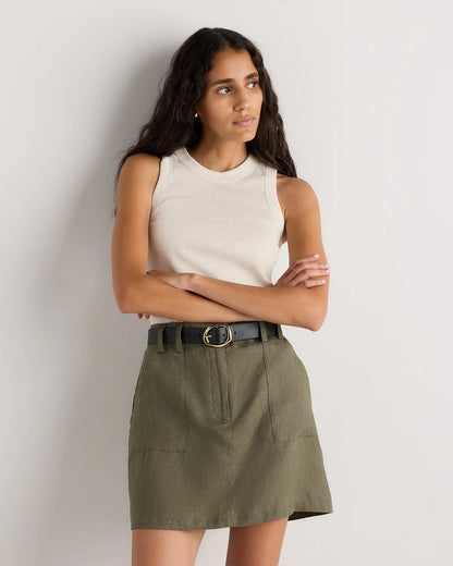 100% European Linen Utility Skort - XS / Bayberry Olive