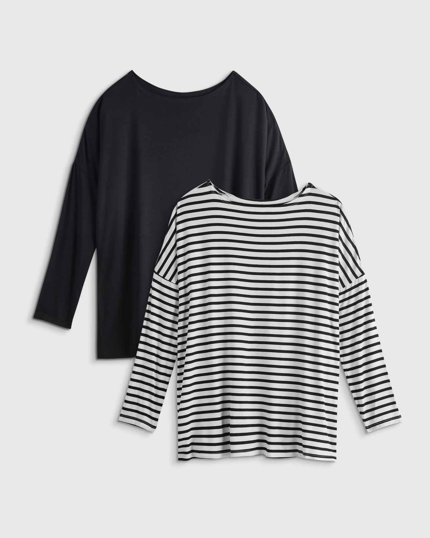 Bamboo Jersey Maternity Long Sleeve Tee (2-pack) - XS / Wine Tasting Red/Nocturnal Green