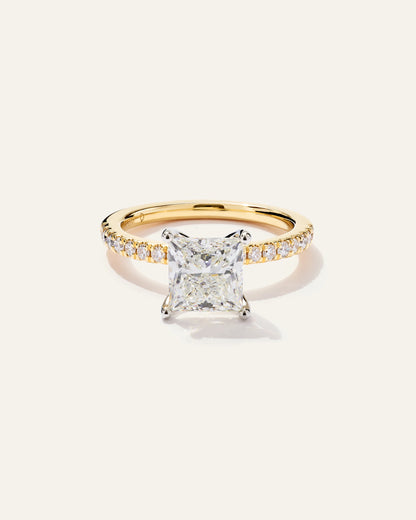 Lab Grown Diamond Princess Petite Pave Engagement Ring - 2.5ct - 4 / Yellow Gold