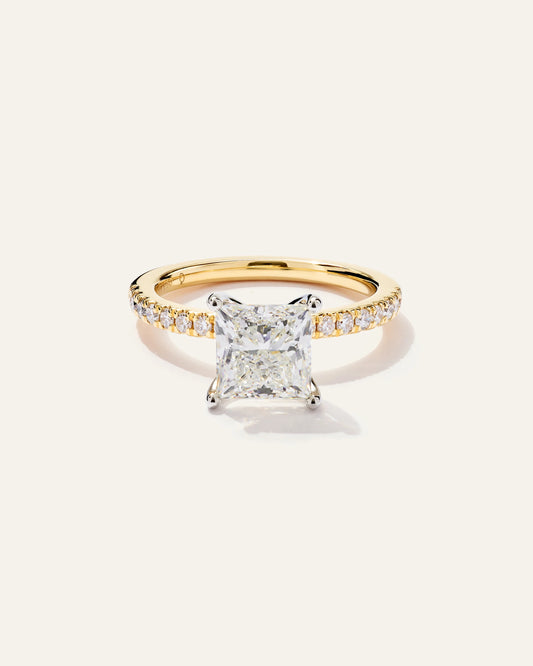 Lab Grown Diamond Princess Petite Pave Engagement Ring - 2.5ct - 4 / Yellow Gold