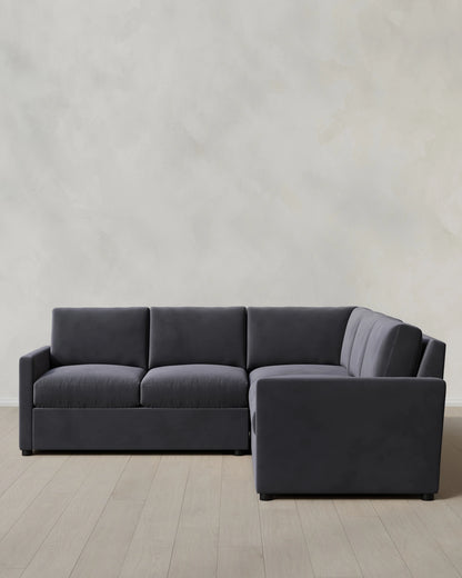 Brennan L Sectional in Performance Velvet - 99x99 / Taupe