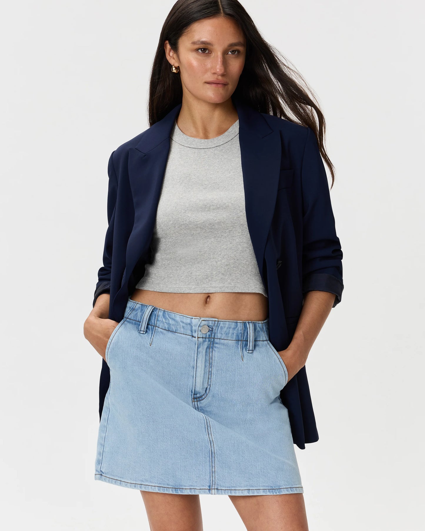Stretch Denim Mini Skirt - 24 / Obsidian Blue