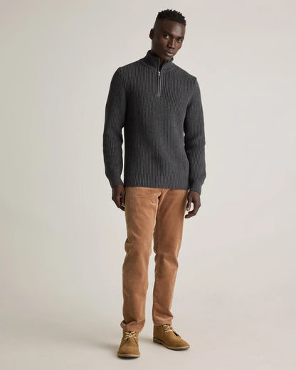 100% Organic Cotton Fisherman Quarter-Zip Sweater - S / Big Sur Green