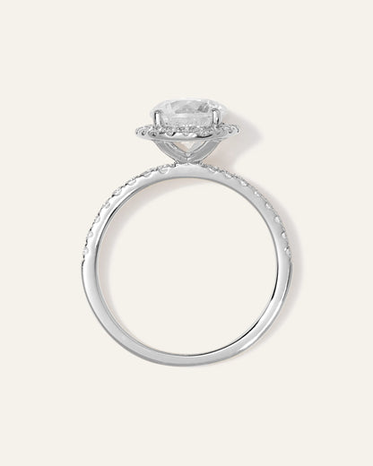 Lab Grown Diamond Round Halo Pave Engagement Ring - 1.50ct - 4 / Yellow Gold
