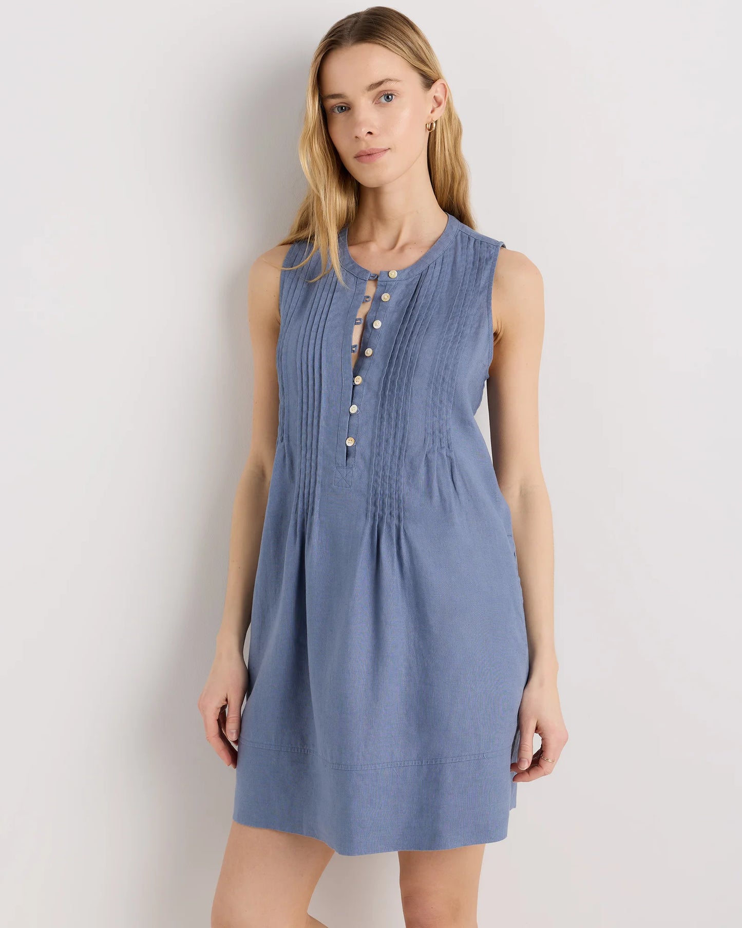 100% European Linen Sleeveless Swing Dress - XS / Classic Mini Gingham