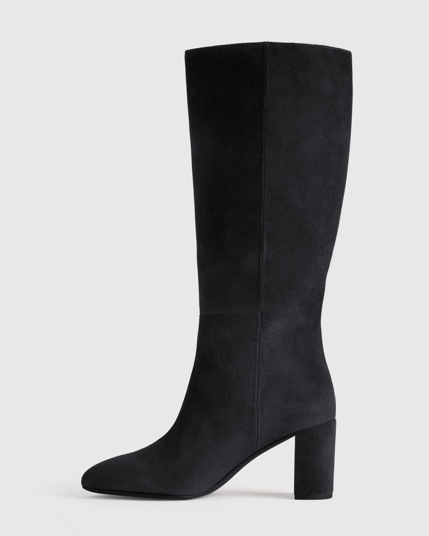 Italian Suede Block Heel Boots - 5 / Espresso Brown