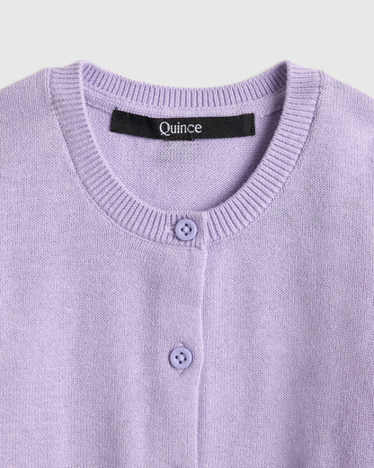 100% Organic Cotton Crewneck Cardigan - 0-3M / Ivory