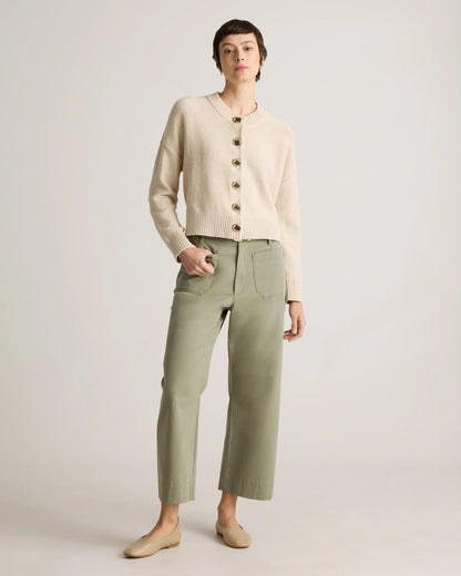 100% Organic Cotton Cropped Cardigan - XS / Heather Brown