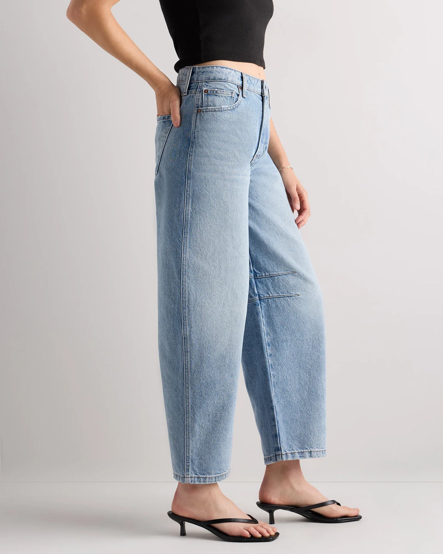 Maya Rigid Exaggerated Barrel Jeans - 24 / Powder Blue