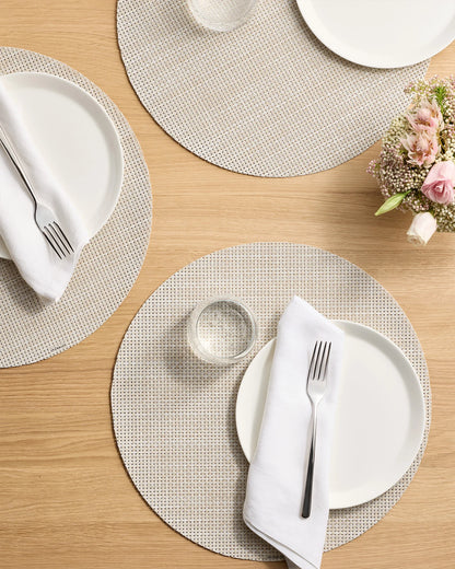 Basketweave Easy-Care Round Placemat, Set of 4 by Chilewich - One Size / Celadon