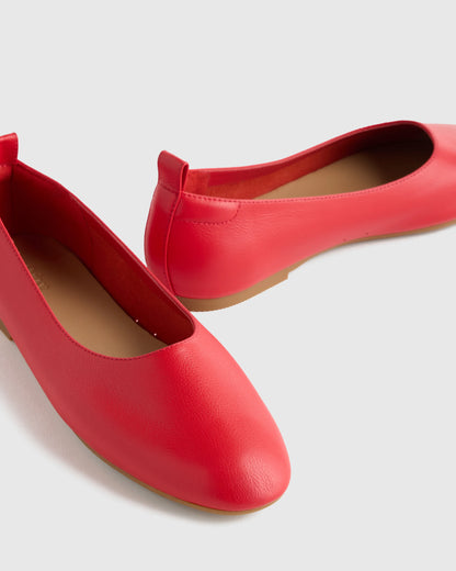 Italian Leather Glove Ballet Flat - 5 / Shell Pink