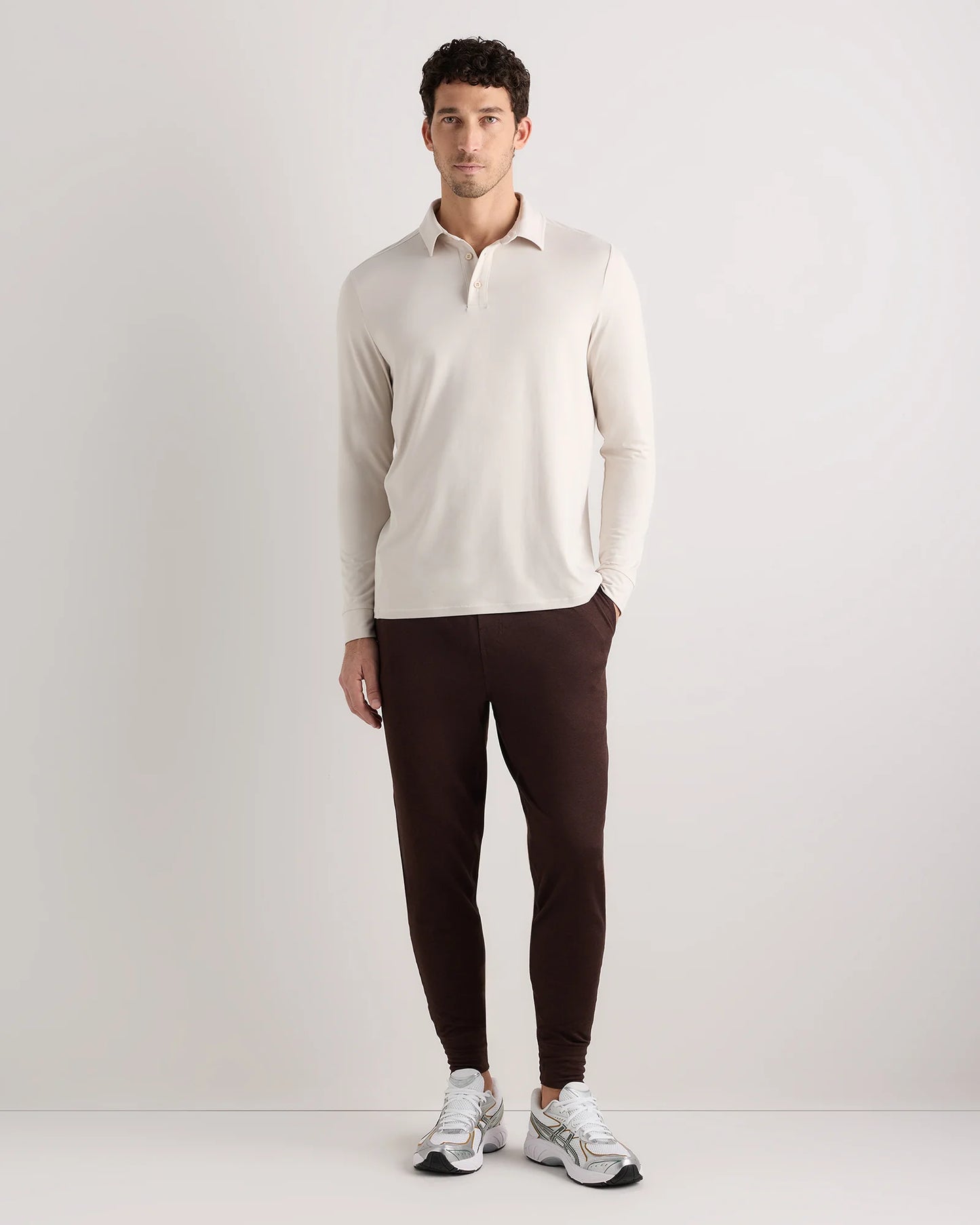 Flowknit Breeze Performance Long Sleeve Polo - XS / Heather Black