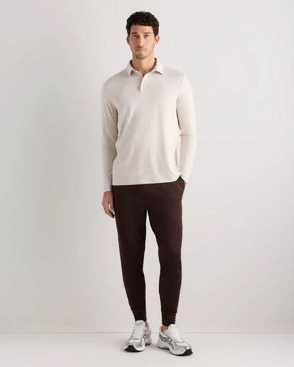 Flowknit Breeze Performance Long Sleeve Polo - XS / Heather Black