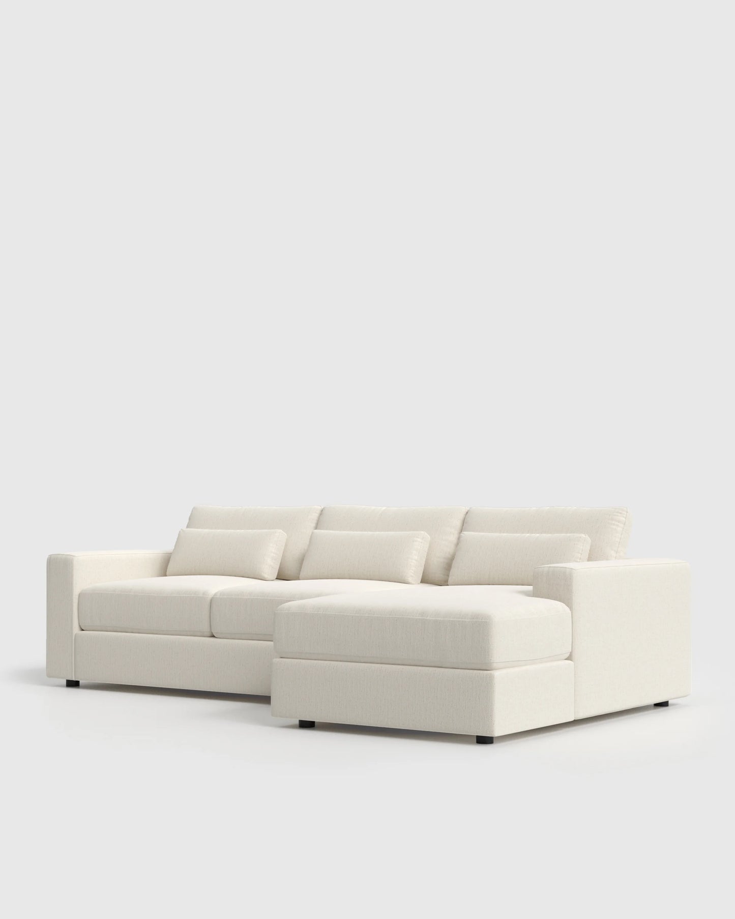 Ashford Deep Seat Chaise Sectional in Performance Chenille Linen Blend - 119" Right Arm / Ink