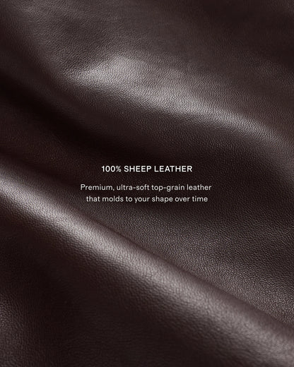 100% Leather Harrington Jacket - S / Dark Cognac Brown