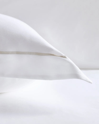 Signature Giza Cotton Sateen Embroidered Euro Sham - Euro / White/Dried Sage