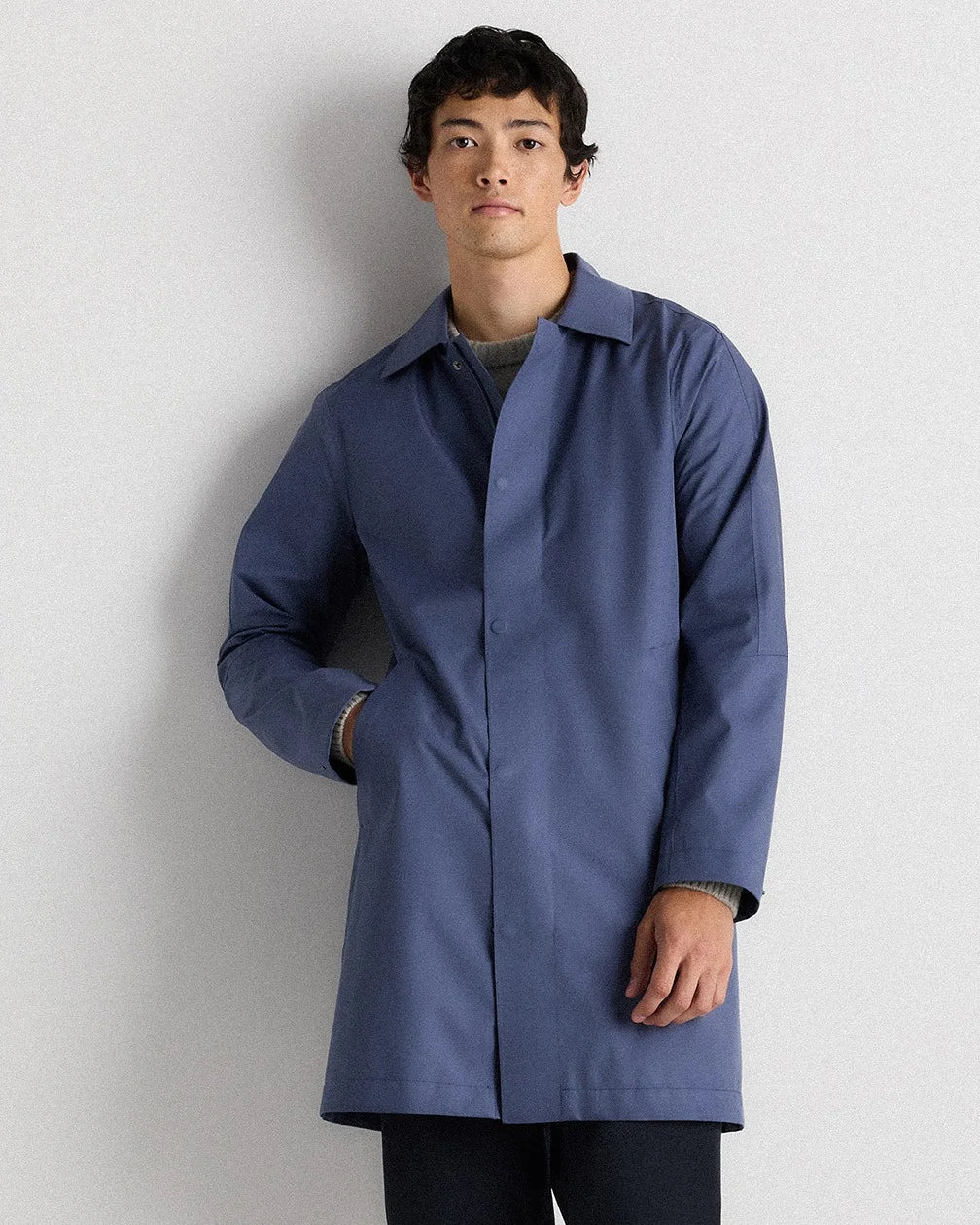 Weather Proof Long Rain Jacket - S / Storm Blue