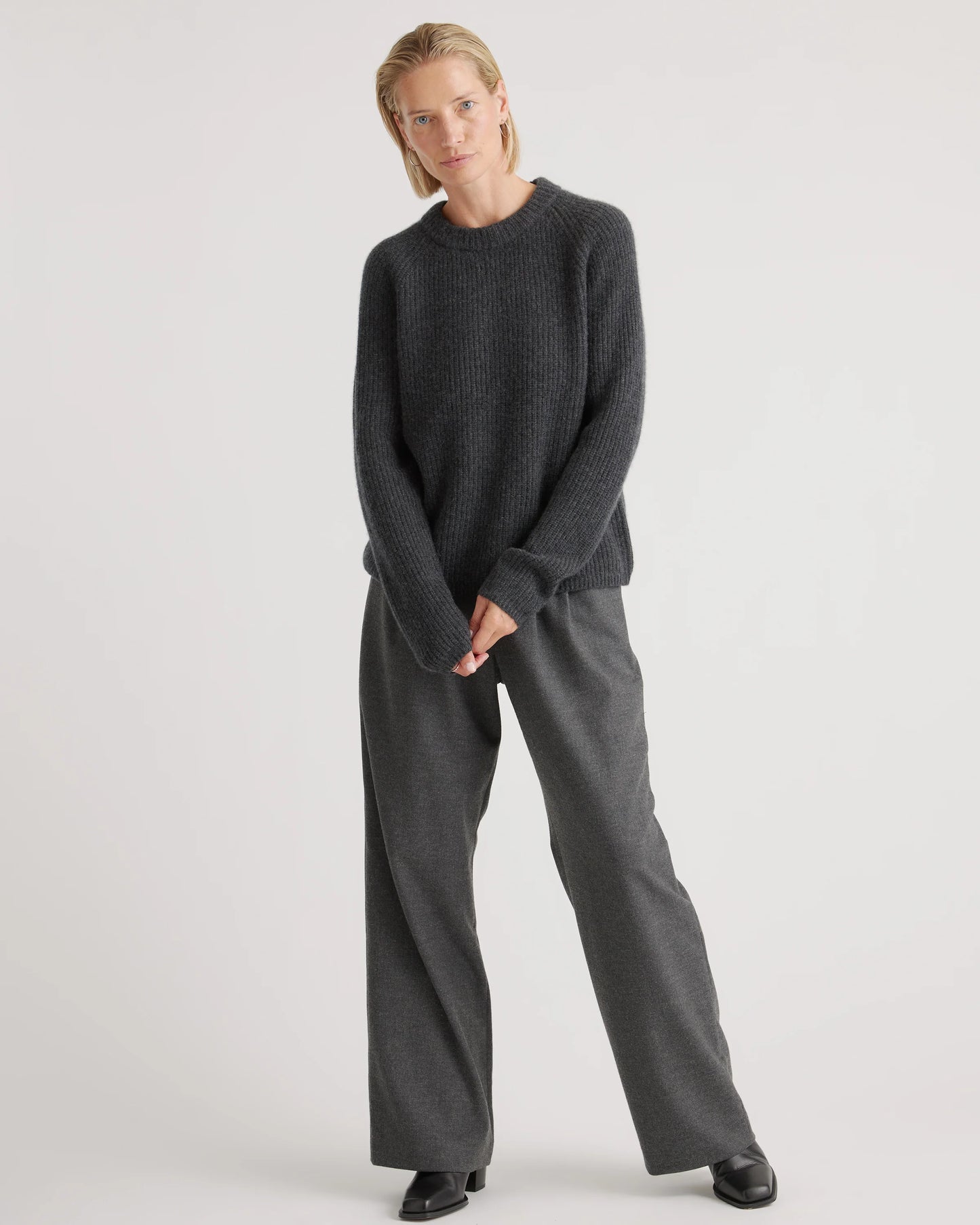 Mongolian Cashmere Fisherman Crewneck Sweater - XS / Teak