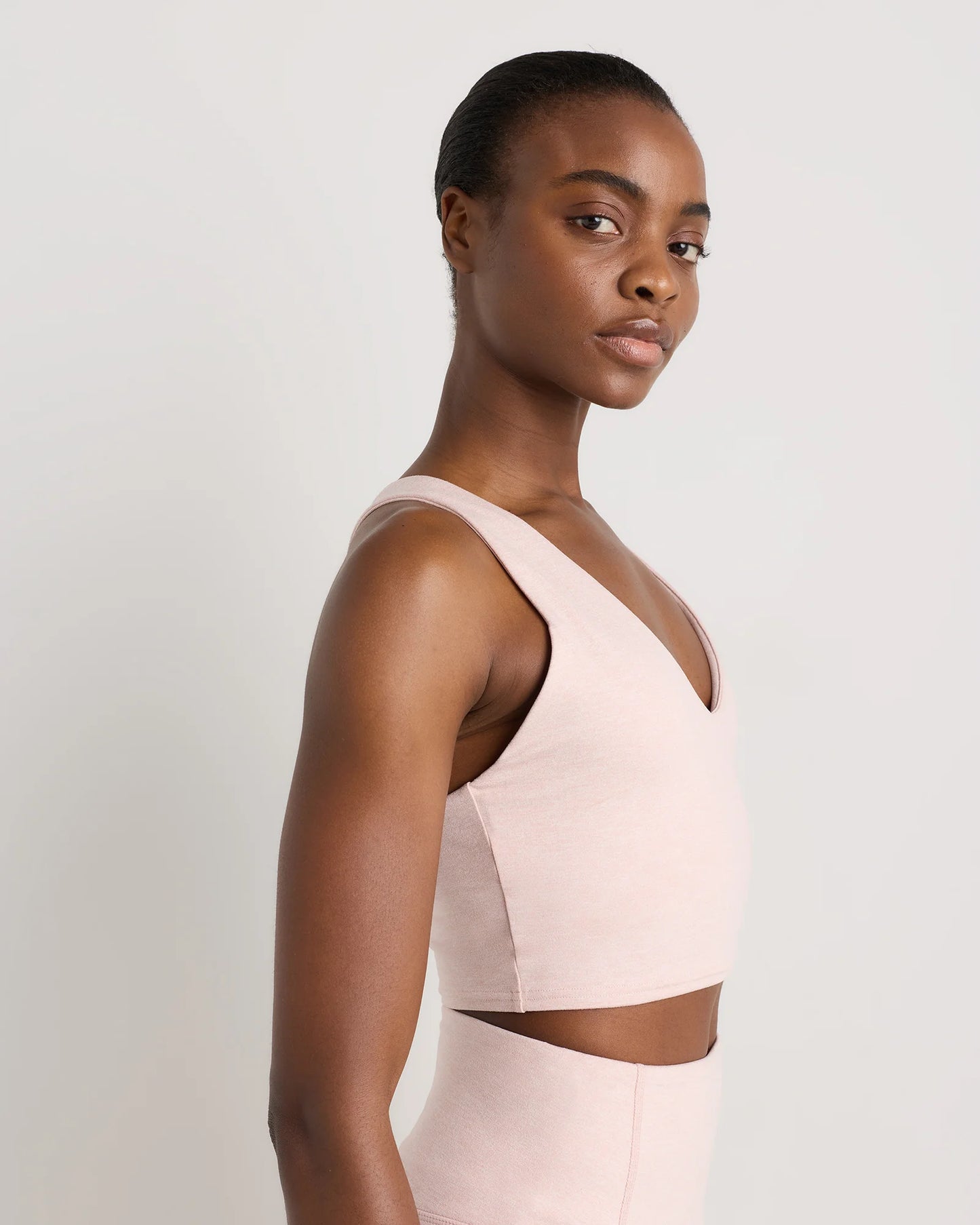 Ultra-Soft V-Neck Cropped Tank - XS / Heather Navy