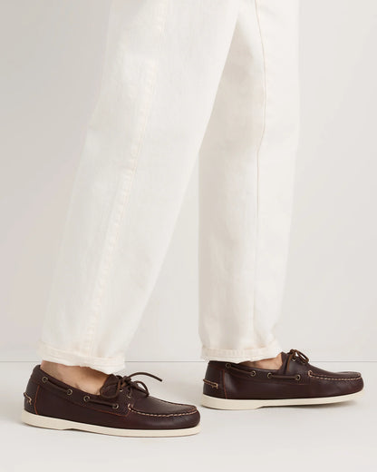 Water Resistant Leather Boat Shoe - 7 / Brunette