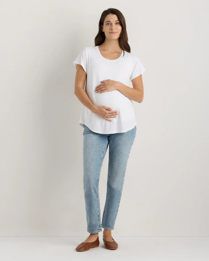 Bamboo Jersey Nursing Scoop Neck Tee - XS / Nocturnal Green