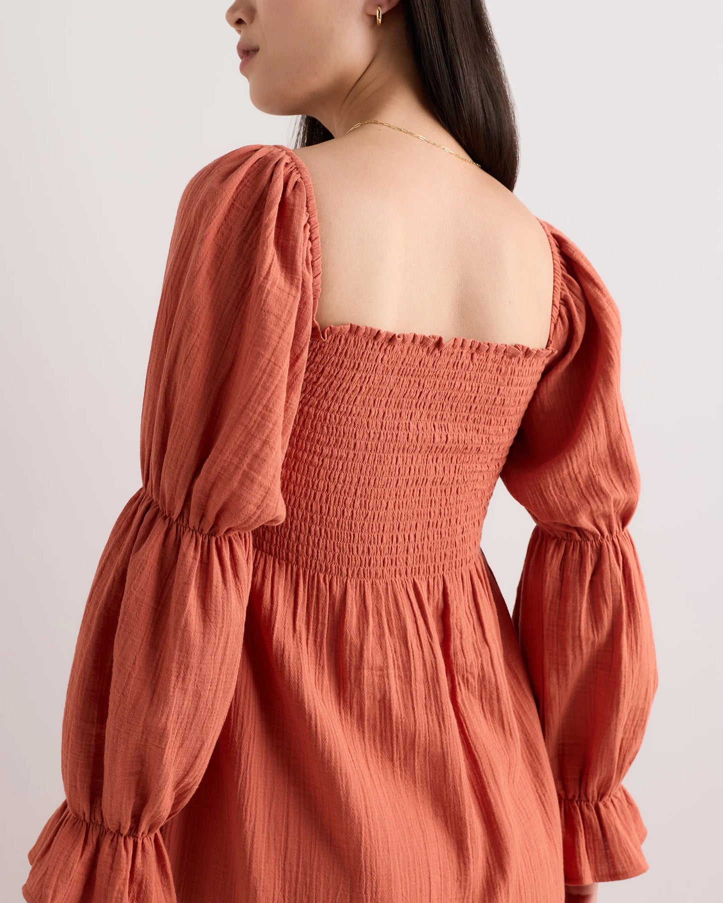 100% Organic Cotton Gauze Maternity Smocked Midi Dress - XS / Wild Cherry
