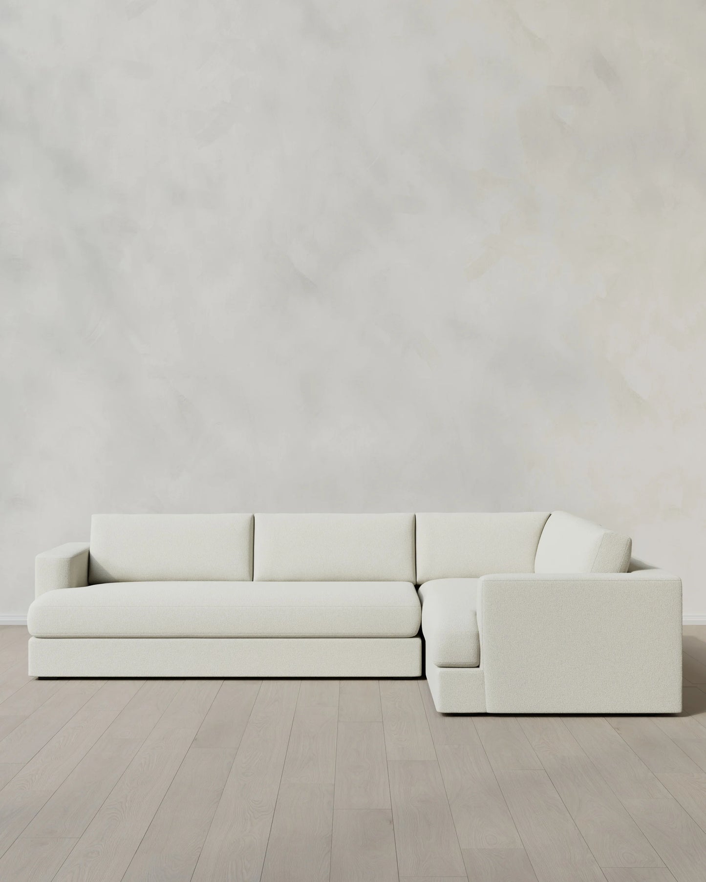 Sierra Curved Arm L Sectional in Performance Basketweave - Right Arm / Fog