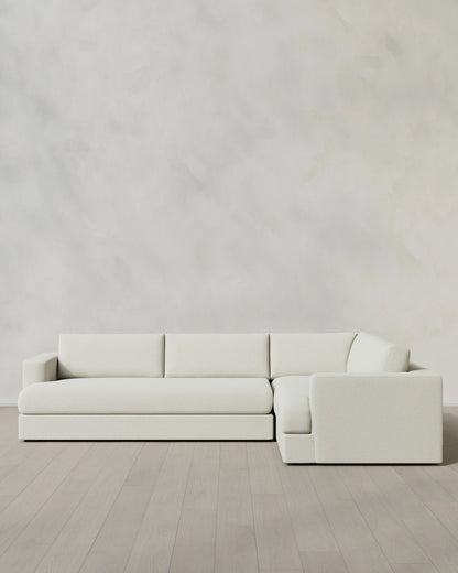 Sierra Curved Arm L Sectional in Performance Basketweave - Right Arm / Fog