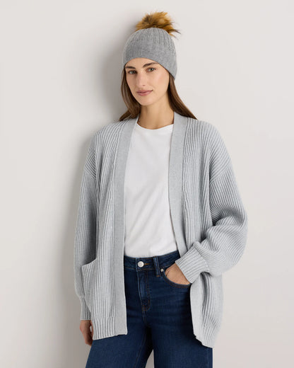 Mongolian Cashmere Pom Pom Beanie - One Size / Oatmeal