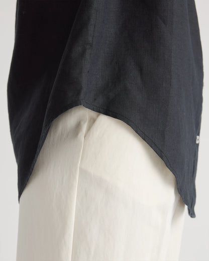 100% European Linen Camp Shirt - XS / Sky Blue Mariner Stripe