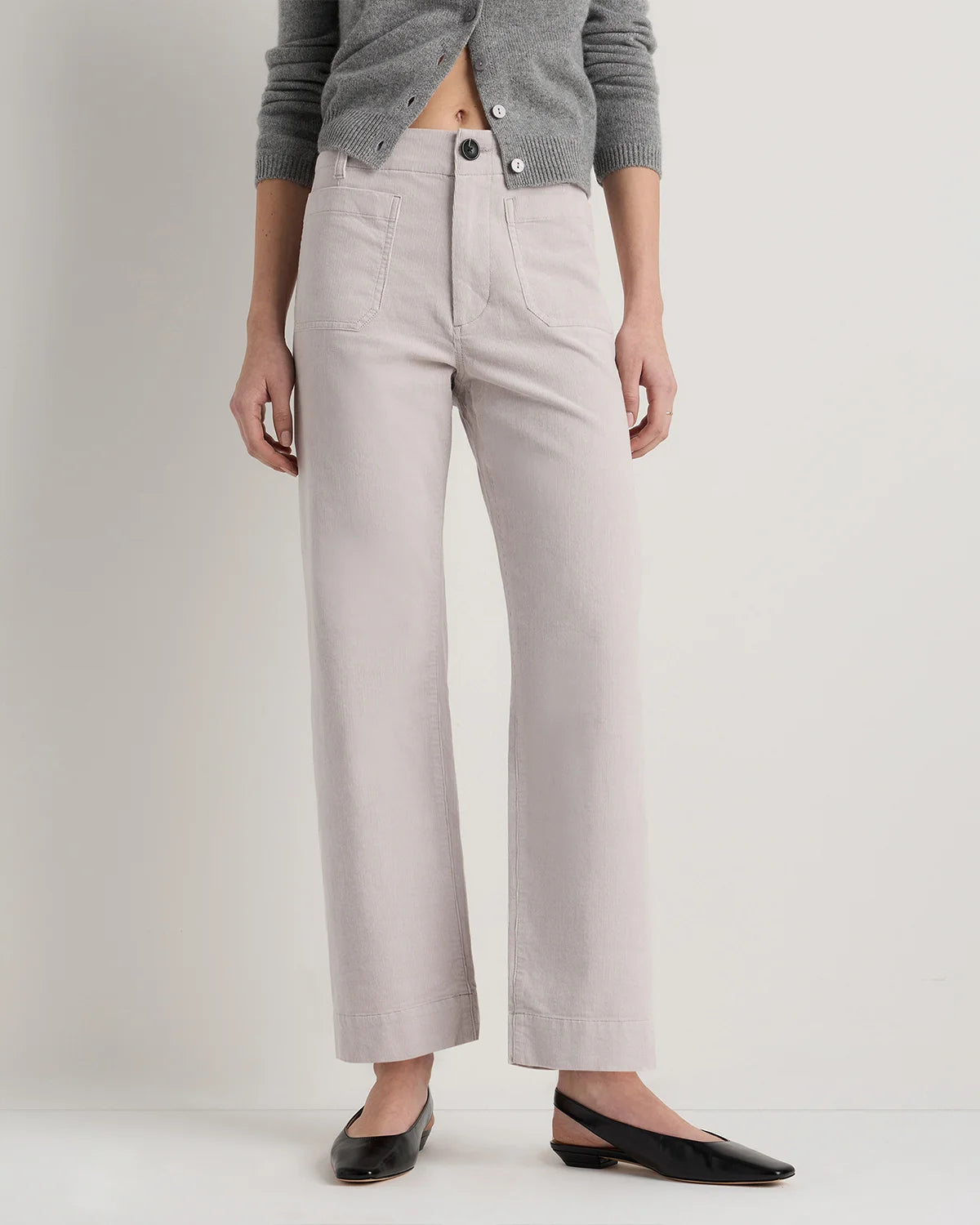 Organic Stretch Corduroy Cropped Wide Leg Pants - 0 / Black