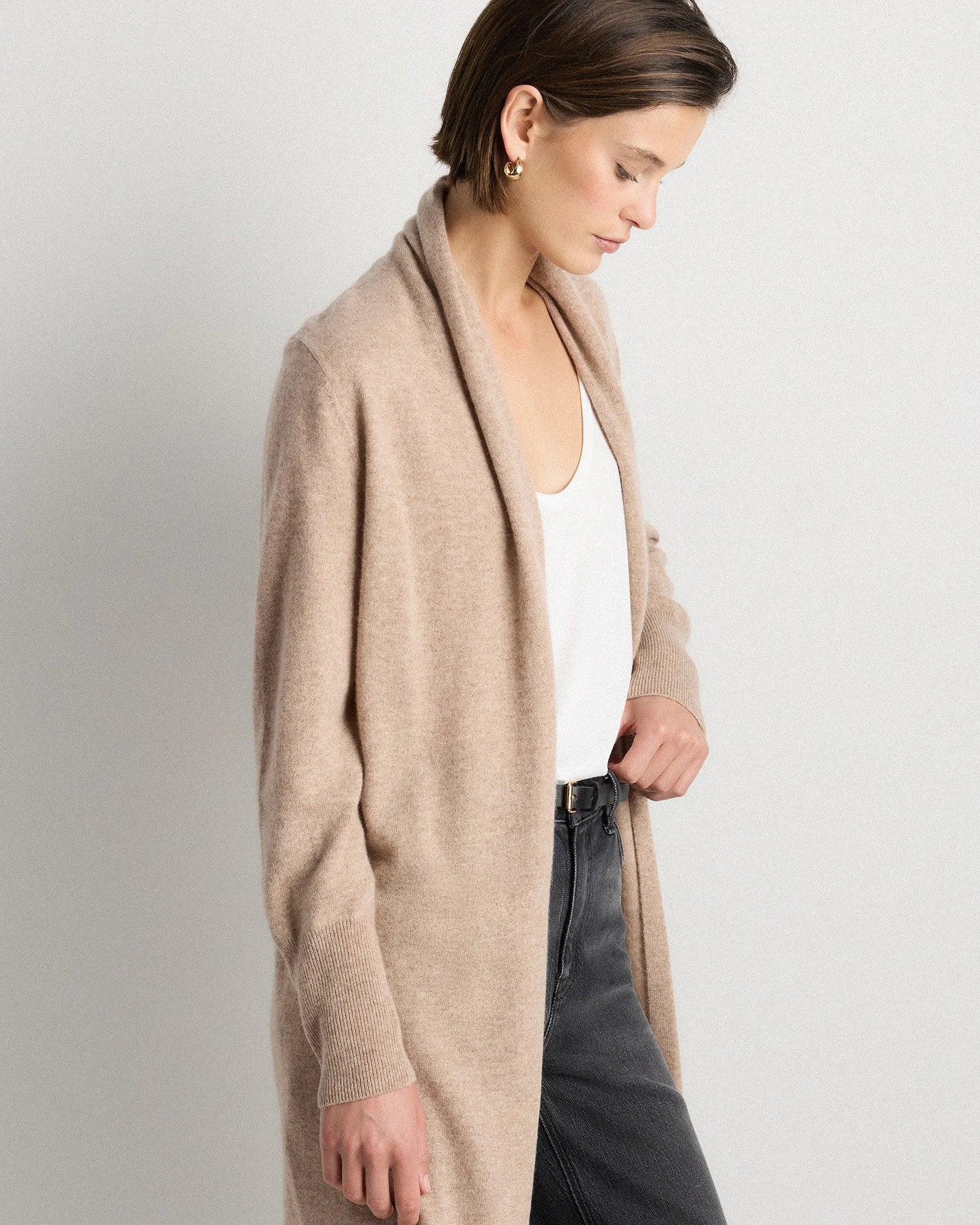 Mongolian Cashmere Duster Cardigan Sweater - XS / Oatmeal