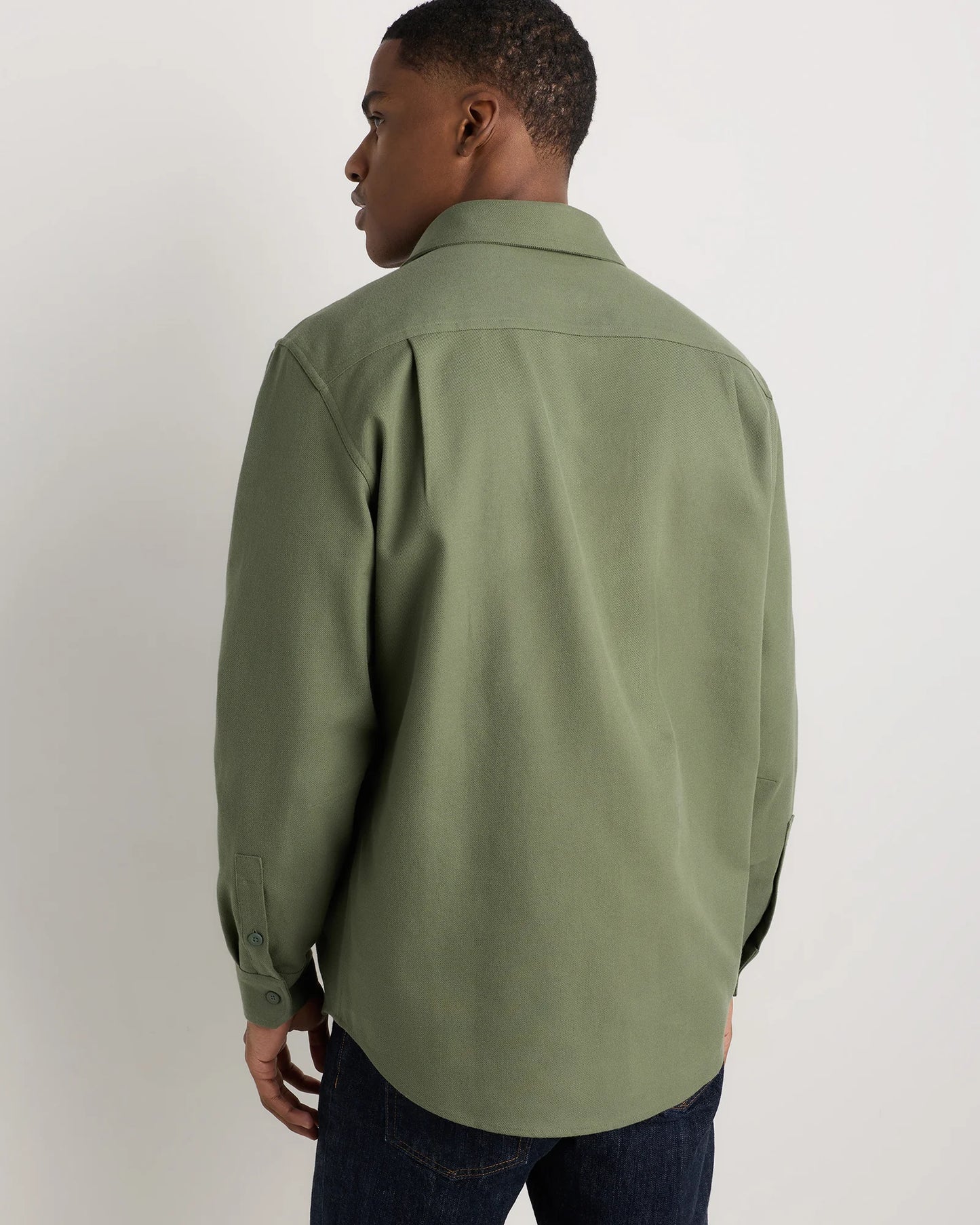 Brushed Cotton Wool Utility Overshirt - S / True Black