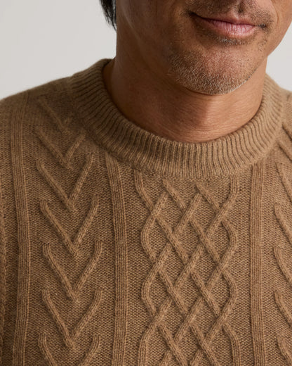 Mongolian Cashmere Cable Crewneck Sweater - S / True Navy