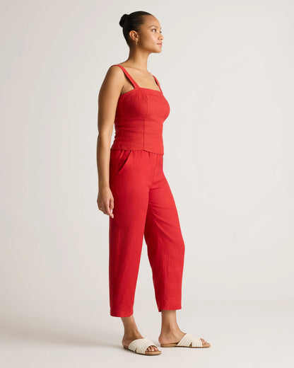 100% European Linen Fitted Tank - XS / Moonstone Blue