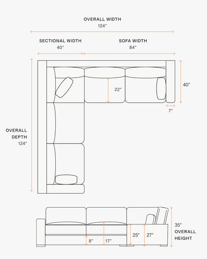 Oasis L Sectional in Performance Linen - One Size / Onyx