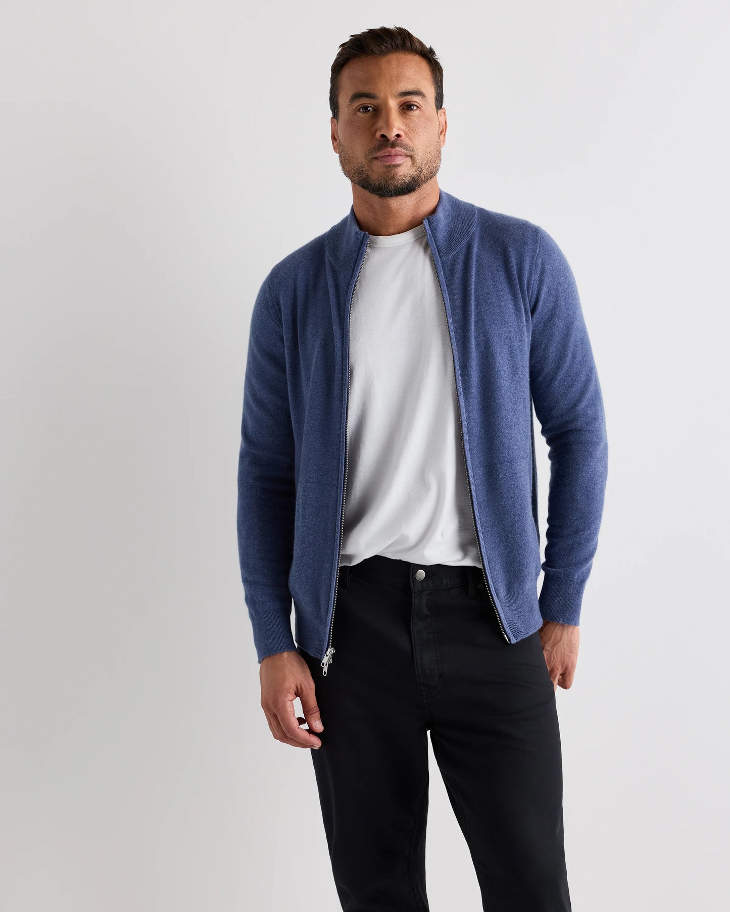 Mongolian Cashmere Full Zip Sweater - S / Teak