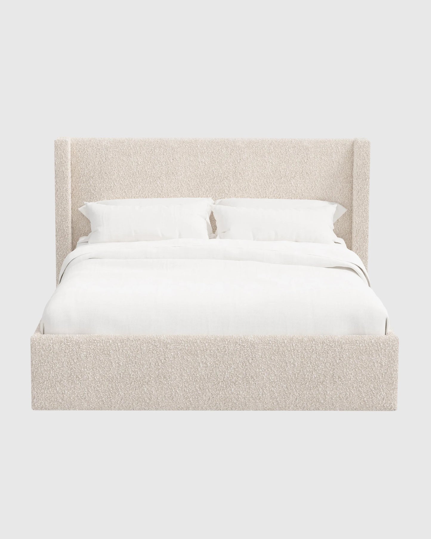 Plush Boucle Wingback Bed - Full / Ivory
