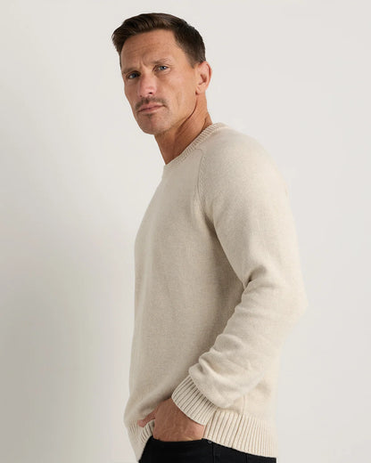 100% Organic Cotton Crewneck Sweater - S / Speckled Beige