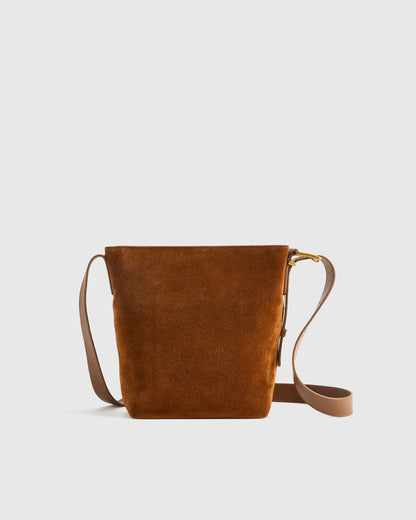 Italian Suede Bucket Crossbody - One Size / Sand