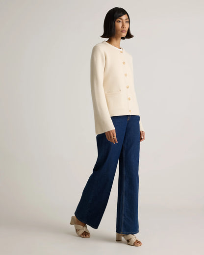 Mongolian Cashmere Structured Cardigan - XS / Oatmeal