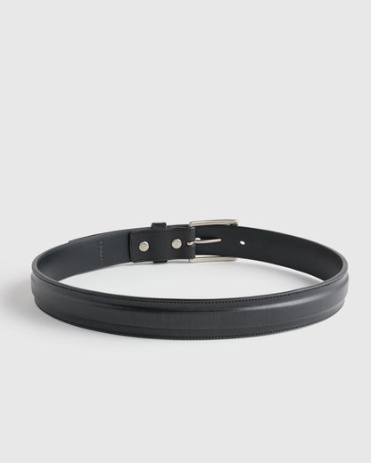 Hugo Contoured Leather Dress Belt - 30 / Hickory
