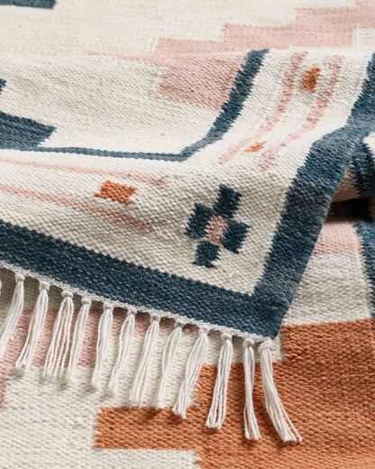 Jasper Indoor/Outdoor Flatweave Rug - 3' x 5' / Navy/Pink/Natural