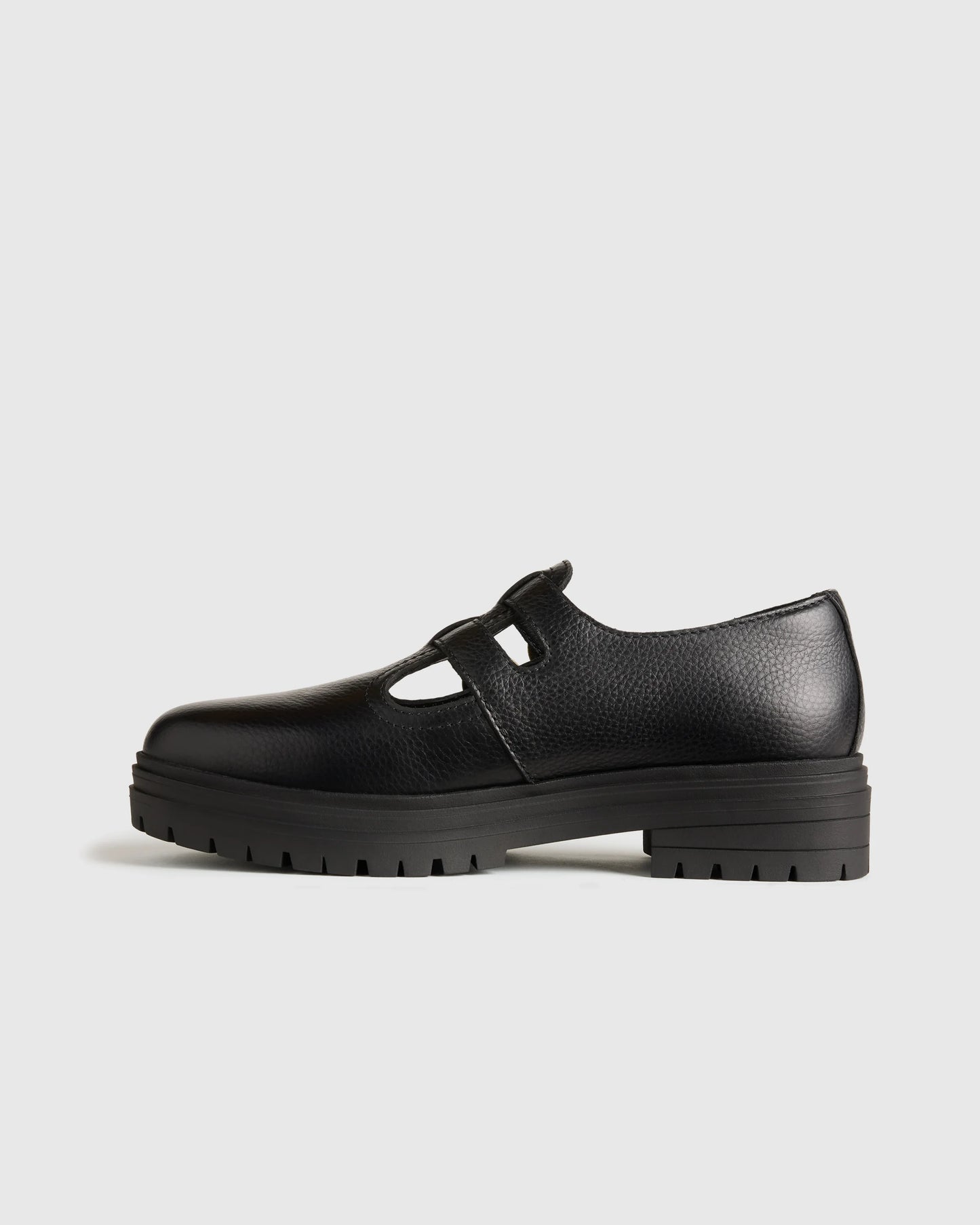 Italian Leather Lug Sole Mary Jane - 5 / Black