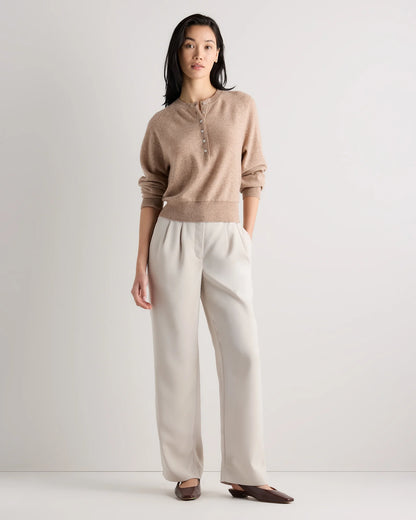 Mongolian Cashmere Dolman Sleeve Henley Sweater - XS / Oatmeal