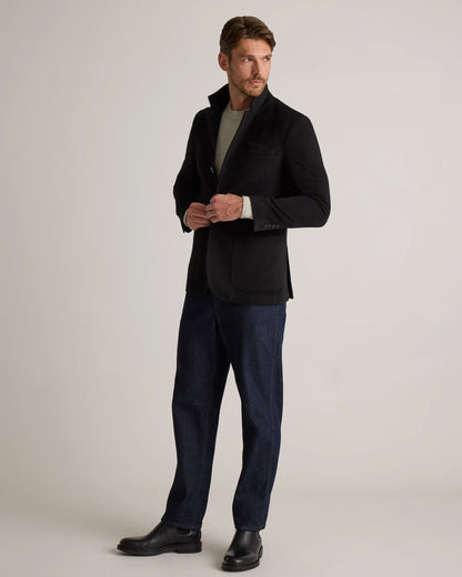 100% Mongolian Cashmere Stand Collar Blazer - S / Camel