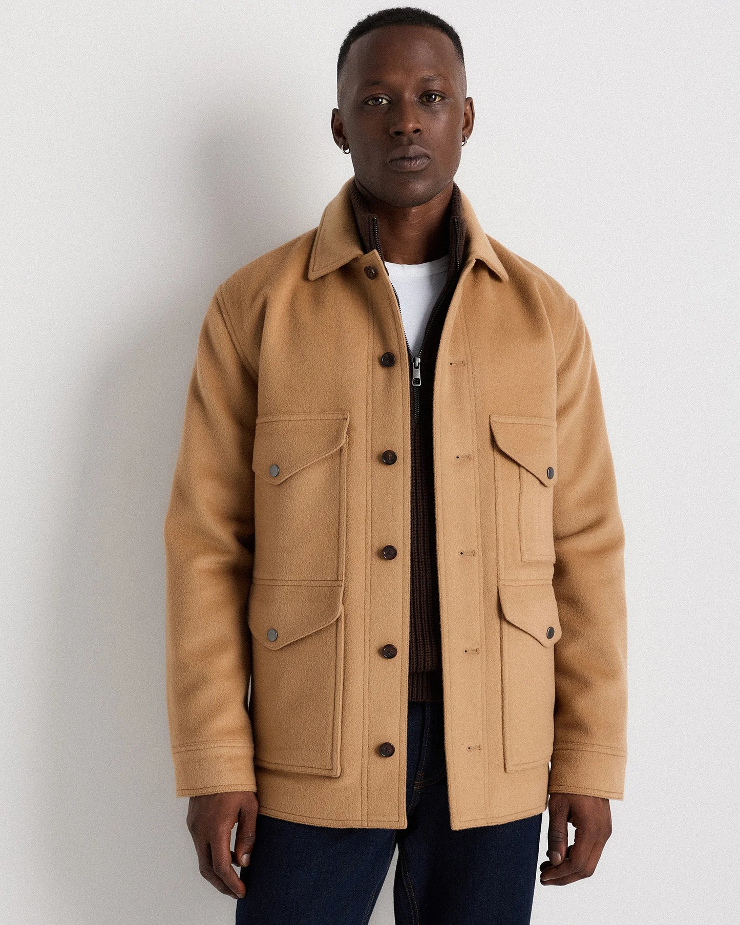 Wool Cashmere Field Jacket - S / Heather Grey