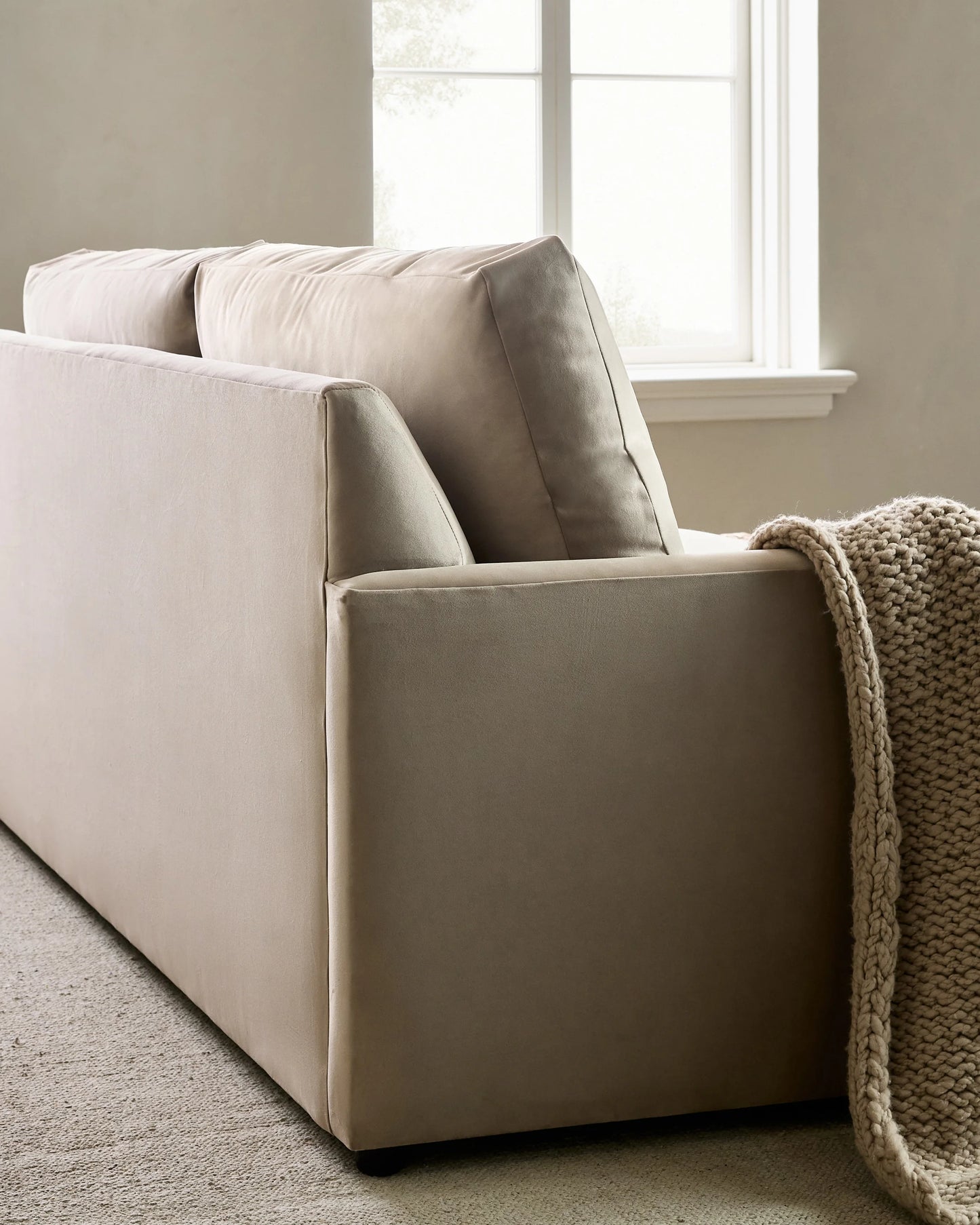 Brennan Sofa in Performance Velvet - 7ft / Taupe