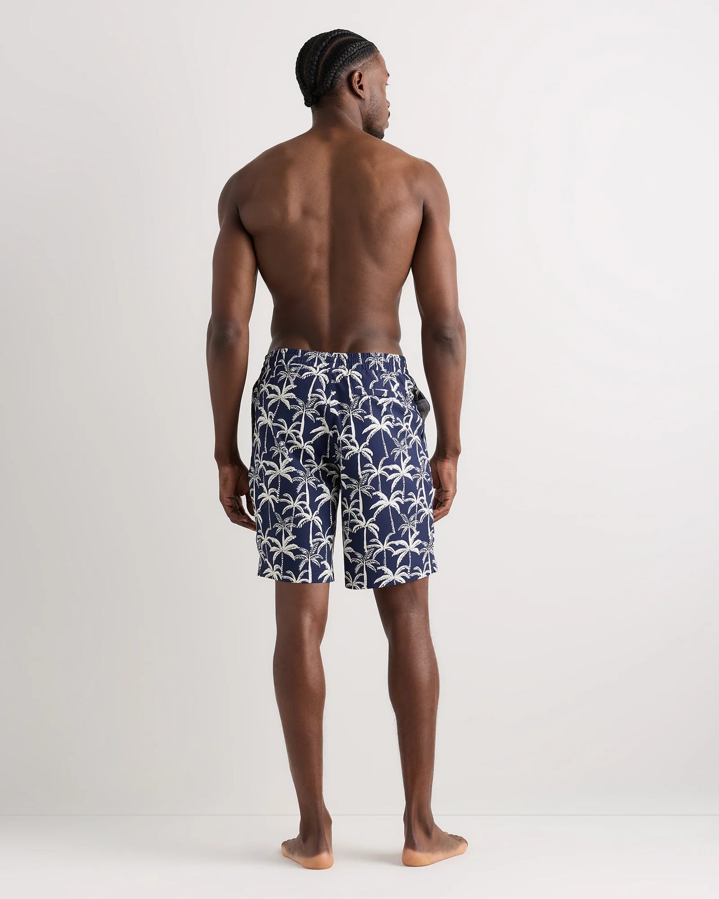 Italian Swim Trunks - 9" - S / Navy Palms